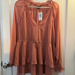 Torrid Coral Ruffle Blouse
